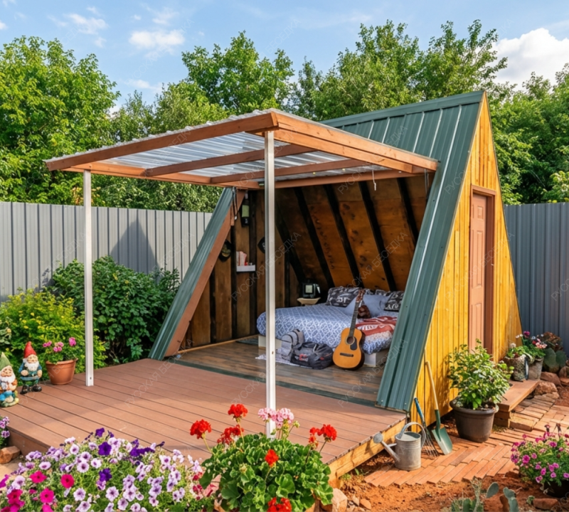 Шалаш с террасой