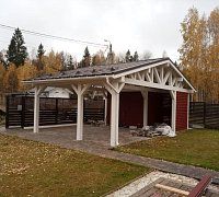 Навес на 2 машины с хозблоком ВЕКШИНО