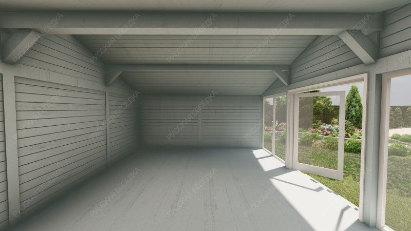 Застекленная утепленная беседка ЛИДЕР 5,3х7,3